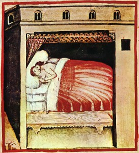 Ilustracja z XIV wieku. Fot. Biblioteka Casanata w Rzymie/ commons.wikimedia.org.