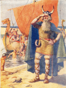 Rysunek przedstawiający Leifa Eriksona, który miał dotrzeć do Ameryki Północnej. Fot. commons.wikimedia.org.