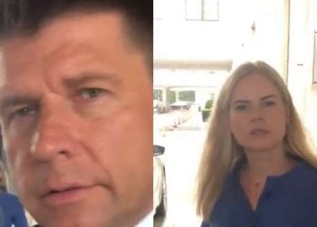 Mężczyzna podszedł do Schmidt z pytaniem, czy przewiezie go w bagażniku. Petru zaczął go popychać. „Chce Pan wyjść?” [WIDEO]