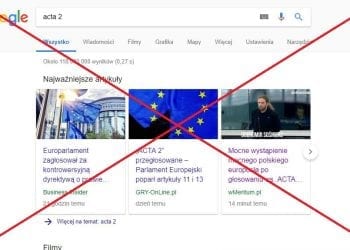 Tak będzie wyglądało Google i linki po wejściu w życie ACTA 2? „Jak posłowie PO mogli podnieść za tym ręce?”