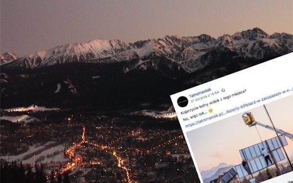 Ogromny billboard zamiast panoramy Tatr. Znany punkt widokowy koło Zakopanego przechodzi do historii