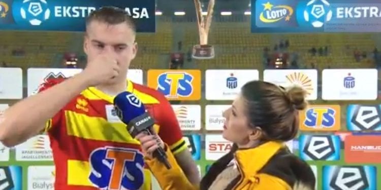 Piłkarz Jagiellonii wywołał skandal po meczu z Legią. Przed kamerami użył oburzających słów [WIDEO]