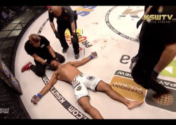 Potężny nokaut jednym ciosem w KSW 46. Nosze w oktagonie! [WIDEO]