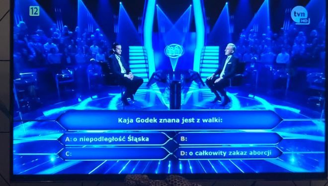 Milionerzy: pytanie o Kaję Godek sprawiło problem uczestnikowi
