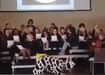 Strajk w oświacie. Nauczyciel przebrał się za krowę i muczał [WIDEO]