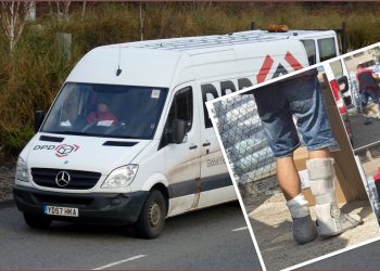 Kurier dostarczał przesyłki z nogami w gipsie. Jest komentarz DPD