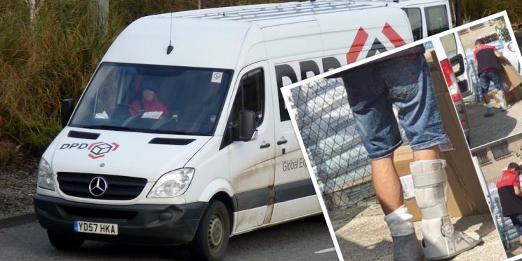 Kurier dostarczał przesyłki z nogami w gipsie. Jest komentarz DPD