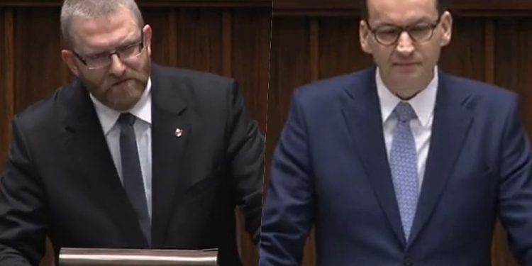 Awantura przed expose Morawieckiego. Braun nie chciał zejść z mównicy
