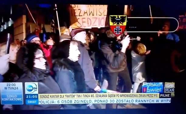 Wpadka TVN24. W relacji z Wrocławia pokazali nazistowski herb