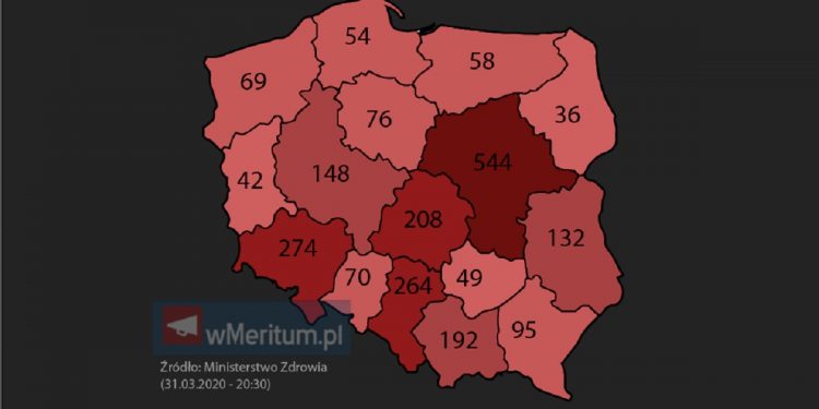 mapa zakażeń koronawirusem