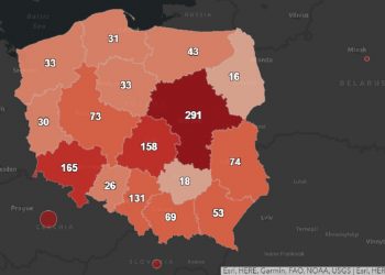 mapa zakażeń koronawirusem w Polsce