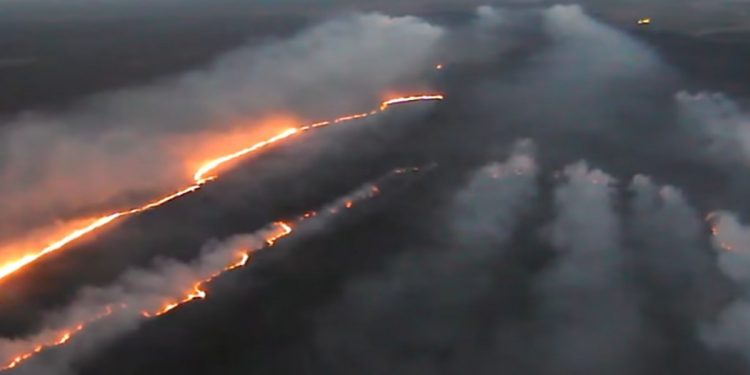 Biebrzański Park Narodowy w ogniu. Nagranie z lotu pokazuje skalę tragedii [WIDEO]