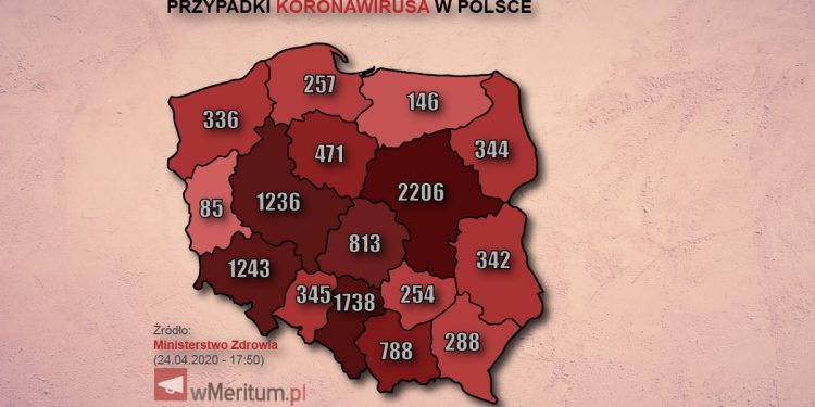 mapa koronawirusa w Polsce