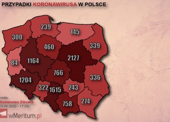 mapa zakażeń 23 kwietnia