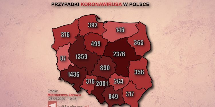 mapa zakażeń koronawirusem