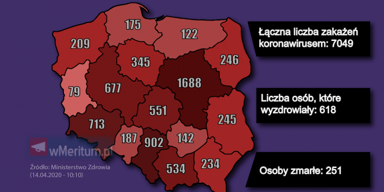 aktualna mapa zakażeń 14 kwietnia