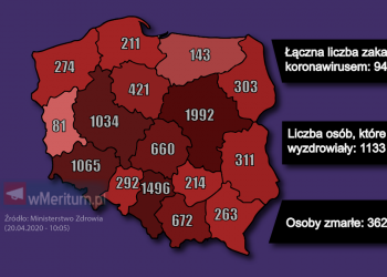 mapa liczby zakażeń w Polsce