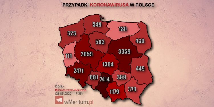 mapa koronawirusa w Polsce