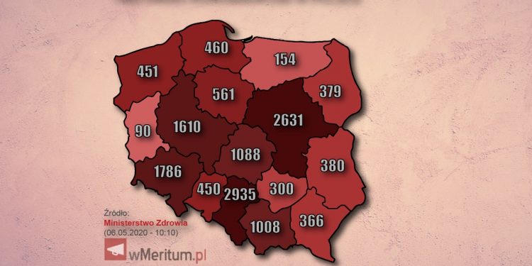 mapa zakażeń koronawirusem