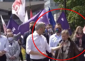 Zakłóciła konferencję Lewicy. „Kocham Dudę i Morawieckiego” [WIDEO]