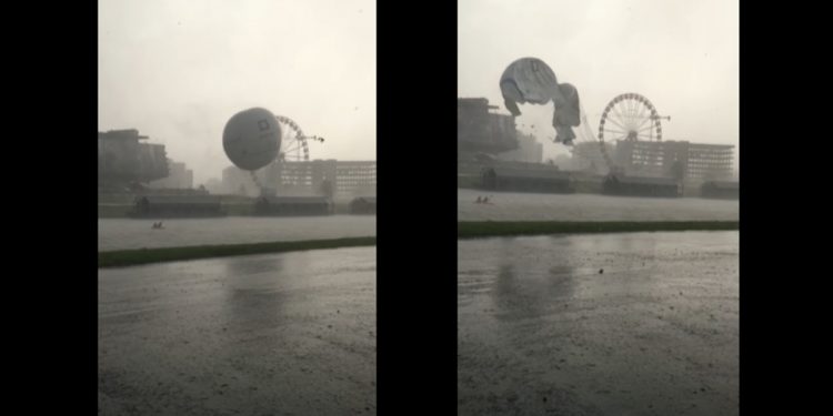 Kraków. Burza zniszczyła balon widokowy nad Wisłą [WIDEO]