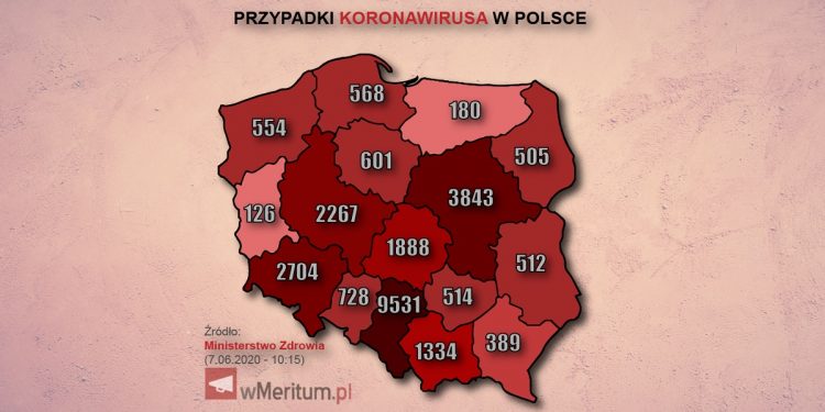 mapa koronawirusa 7 czerwiec