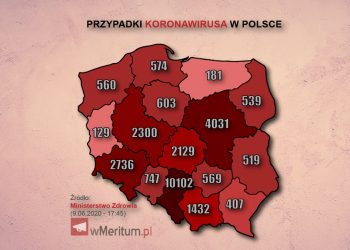 mapa koronawirusa 9 czerwca