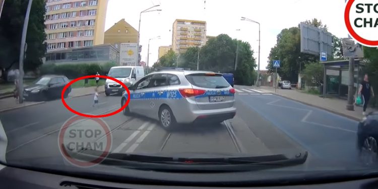 Szczecin. Dziecko wbiegło na ruchliwą drogę! [WIDEO]