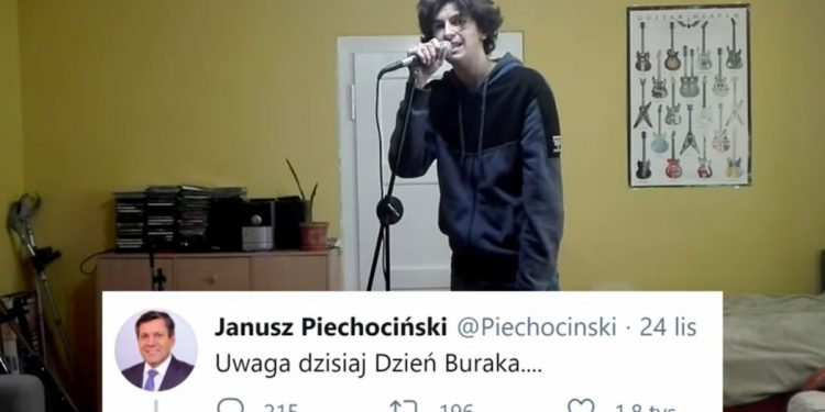 Zaśpiewał paski z TVP. Teraz zrobił to samo z tweetami polityków [WIDEO]
