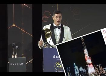 Robert Lewandowski znów wyróżniony. Jego wizerunek wyświetlono na najwyższym budynku świata [FOTO]
