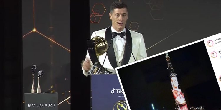 Robert Lewandowski znów wyróżniony. Jego wizerunek wyświetlono na najwyższym budynku świata [FOTO]