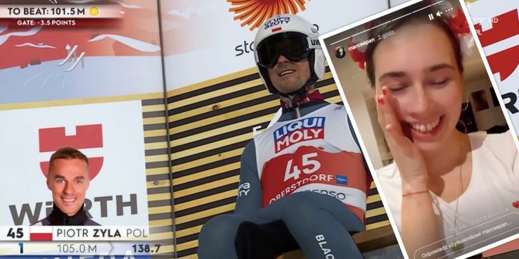 Dziewczyna Piotra Żyły popłakała się ze szczęścia. Piękna reakcja na złoty medal Polaka