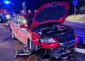 Kolejny kierowca przeleciał nad rondem. Stracił prawo jazdy