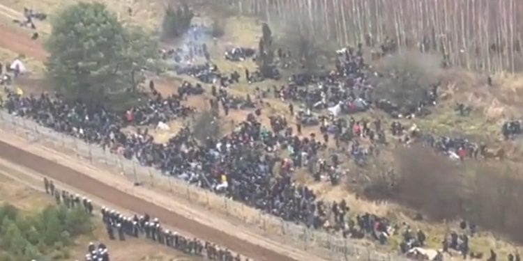 Imigranci dotarli do granicy! Olbrzymi tłum na nagraniu MON [WIDEO]