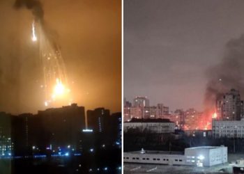 Kijów w nocy pod ciężkim ostrzałem. Są nagrania i zdjęcia [FOTO+WIDEO]