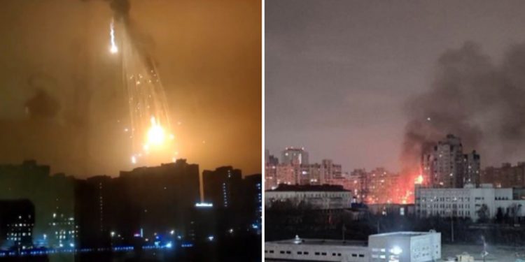 Kijów w nocy pod ciężkim ostrzałem. Są nagrania i zdjęcia [FOTO+WIDEO]