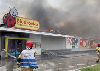 Pożar sklepu Biedronka w Słupsku