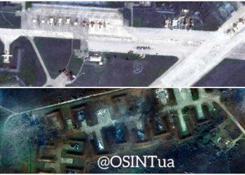 Zdjęcia satelitarne zniszczonej bazy wojskowej na Krymie