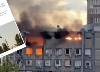 Rosyjski dron uchwycony na zdjęciu w Kijowie tuż przed wybuchem. „Na jednym wraku był napis” [FOTO]