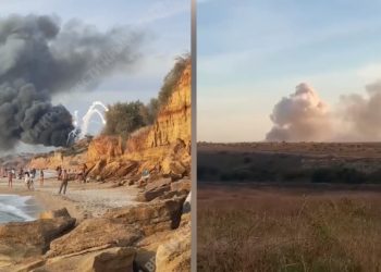 Potężny wybuch na Krymie! Gęste kłęby dymu nad lotniskiem [WIDEO]