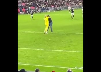 Kibic zaatakował bramkarza. Po chwili sam leżał na murawie [WIDEO]