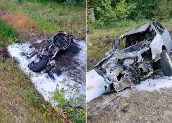 Motor i samochód stanęły w ogniu. Małżeństwo zginęło na miejscu