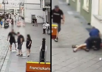 Zaczepiał, wyzywał i bił przechodniów na rynku. W końcu źle trafił [WIDEO]
