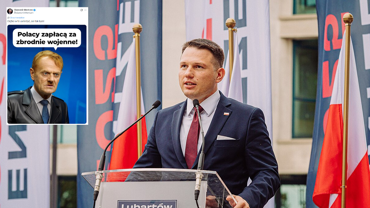 Mentzen wywołał burzę grafiką z Tuskiem. „Mogę robić z niego rudego Niemca”