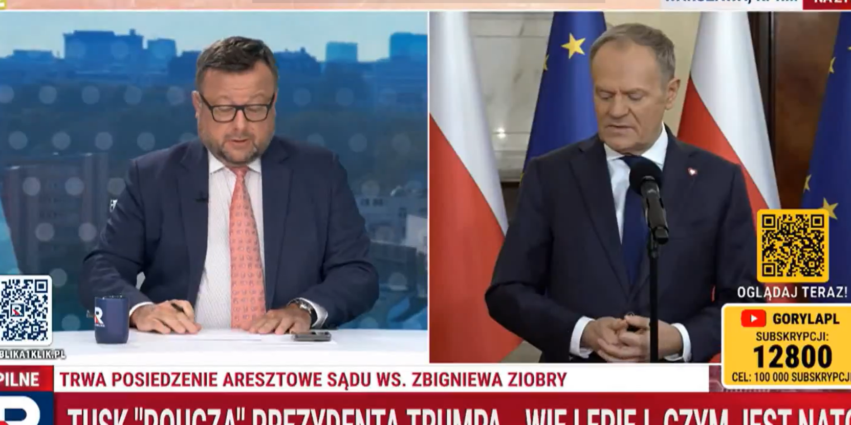 TV Republika przerwała transmisję z wystąpienia Tuska. „Skończmy z tymi bredniami” [WIDEO]