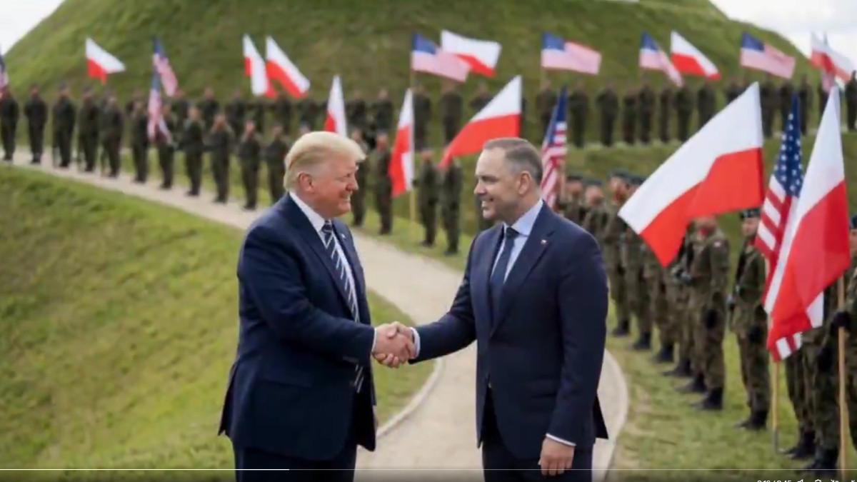 Trump na Kopcu Kościuszki z Nawrockim. Ambasador USA publikuje nagranie AI [WIDEO]